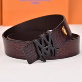 Amiri Belt dark brown crocodile pattern Golden deer logo